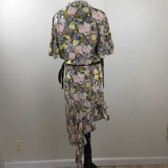 Rokh Silk Split Floral Asymmetrical Dress 4-6 - Picture 7 of 13